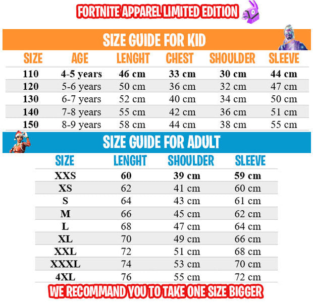 Fortnite shop size guide limited edition